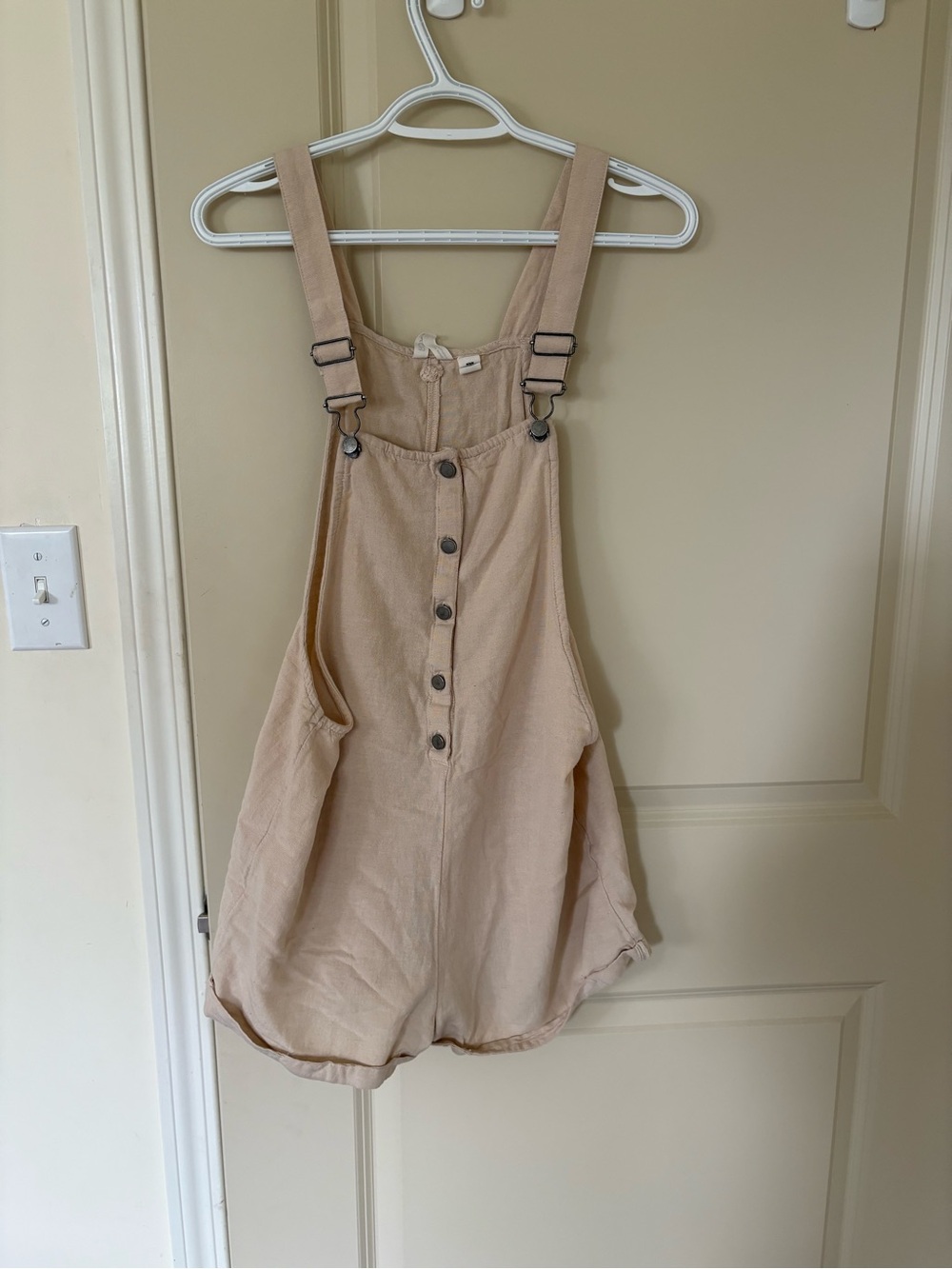 Roxy Beige Button-Front Romper Overalls